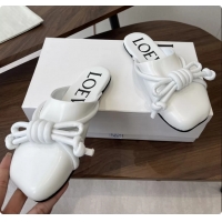Grade Quality Loewe Flamenco Knot Flat Mules Shoes White Lambskin Leather 6070313