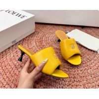 Grade Quality Loewe Anagram Slip On Padded Leather Heeled Slides Sandals Yellow 6070314