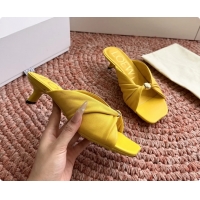 Low Price Loewe Pebble Soft Slide Sandals Yellow laminated Lambskin Leather 6070316