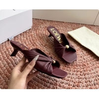 Top Design Loewe Pebble Soft Slide Sandals Burgundy laminated Lambskin Leather 6070316
