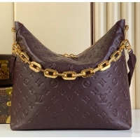 Top Design Louis Vuitton Monogram Empreinte Leather Hobo Bag MM M12072 Brown