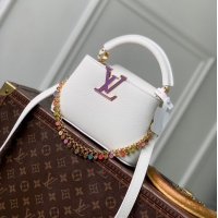 Top Grade Louis Vuitton Confetti Colorful Chain Mini Bag In Grained Leather M28200 White