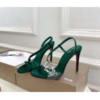 Grade Quality Christian Louboutin Rosalie Red Carpet Green Satin High Heeled Sandals 105MM 6070602