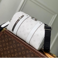 Low Cost Louis Vuitton Mens City Keepall Bag In Monogram Shadow Leather M27184 White 2026