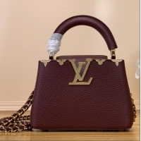 Spot Discount Louis Vuitton Capucines Mini Calfskin Handbag M48865 Burgundy 2026
