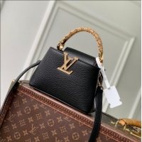 Best Price Louis Vuitton Capucines Metal Rhinestone Cowhide Mini Handbag M14177 Black 2026