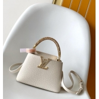 New Cheap Louis Vuitton Capucines Metal Rhinestone Cowhide Mini Handbag M14177 White 2026