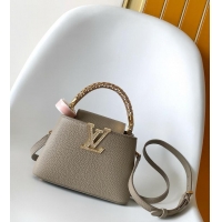 Top Grade Louis Vuitton Capucines Metal Rhinestone Cowhide Mini Handbag M14177 Grey 2026