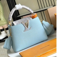 Best Product Louis Vuitton Capucines BB Imported Cowhide Handbag M80741 Blue 2026