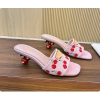 Unique Style Louis Vuitton LV x TM Lily Mule Monogram Cherry Washed Pink Denim 6070701