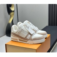 Classic Louis Vuitton LV Trainer sneaker in Monogram grained calf leather Beige 6070702