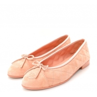 ​New Cheap Chanel Suede Calfskin Quilted Cap Toe CC Ballerina Flats CH2336 Pink 2026
