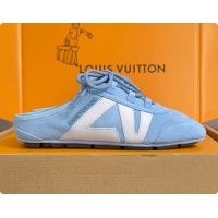 Popular Style Louis Vuitton LV Sneakerina Open Back Sky Blue Suede 6070905