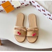 Good Looking Louis Vuitton LV x TM Chinelo Lily Beige Raffia 6070906