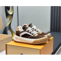 Top Design Louis Vuitton LV Tilted Sneaker Brown Suede calf leather 6070907