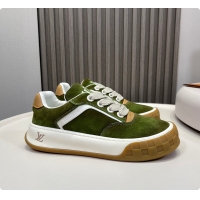 Unique Style Louis Vuitton LV Tilted Sneaker Green Suede calf leather 6070907