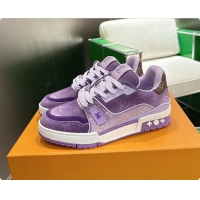 Grade Quality Louis Vuitton LV Trainer Sneaker Purple Monogram-printed canvas 6070908