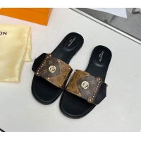 Unique Style Louis Vuitton LV Frame Flat Mules Brown 60701005