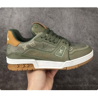 Top Grade Louis Vuitton LV Trainer Sneaker Khaki Green 60701016