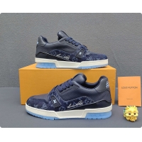 Classic Hot Louis Vuitton LV Trainer Sneaker Indigo Blue 60701018