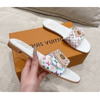 Grade Quality Louis Vuitton LV x TM LV Frame Flat Mule White 60701019