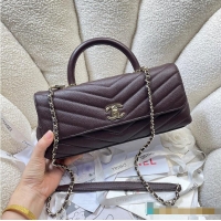 Famous Brand Chanel Maxi Flap Bag with Top Handle Goatskin & Gold-Tone Metal AS5325 Dark Brown 2026