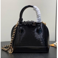 Shop Discount Louis Vuitton Alma Mini LV&I Chain Water Ripple Shell Bag M14339 Black 2026