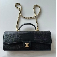 Top Grade Chanel Lizard Embossed Calfskin Clutch With Chain Top Handle Bag CH1915 Black/Gold 2026