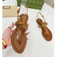 Charming Gucci Women's Double G Thong Sandal Brown 60701302