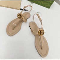 Big Discount Gucci Women's Double G Thong Sandal Beige 60701302