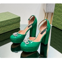 Most Popular Gucci Women's Platform Pump With Double G Green Patent Leather 60701304