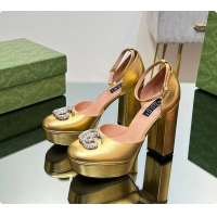 Popular Style Gucci Women's Platform Pump With Double G Gold Patent Leather 60701304
