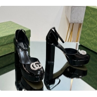 Purchase Gucci Women's Platform Pump With Double G Black Patent Leather 60701304