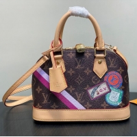 Pretty Style Louis Vuitton Monogram Canvas Alma BB JM Badge Shell Bag P01917