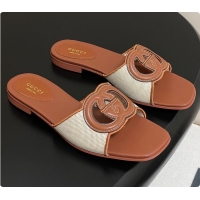 Good Product Gucci Women's Interlocking G Slide Sandal Brown Leather 60701402