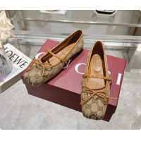 Best Product Gucci Horsebit Ballet Flat Brown Oginal GG Canvas 60701404