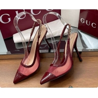 Sophisticated Gucci Signoria Slingback Pump Rosso Ancora Mesh Patent 60701406