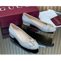 Low Price Gucci Women's Ballet Flat with Half Horsebit in Grey Patent leather 60701408