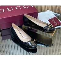 Big Discount Gucci Women's Ballet Flat with Half Horsebit in Black Patent leather 60701408