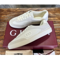 Sophisticated Gucci Interlocking GG Sneakers White Suede 60701508