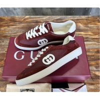 Sumptuous Gucci Interlocking GG Sneakers Burgundy Suede 60701508