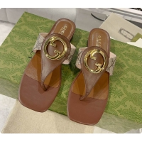Shop Duplicate Gucci Beige & Brown Blondie Thong Sandals 60701509