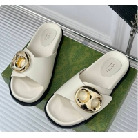 Duplicate Gucci Marina Chain Slide Sandals in White 60701510
