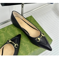 Charming Gucci Horsebit GG Slip-On Ballerina Shoes Black 60701511