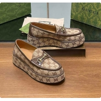 Classic Hot Gucci Horsebit Platform Loafer Beige & Brown 60701512