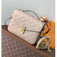 Inexpensive Louis Vuitton Monogram Empreinte Leather Pochette Metis Top Layer Bag M47142 Beige