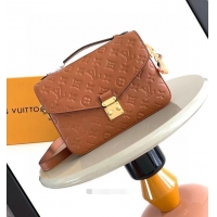 Discount Louis Vuitton Monogram Empreinte Leather Pochette Metis Top Layer Bag M47142 Brown