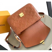 Discount Louis Vuitton Monogram Empreinte Leather Pochette Metis Top Layer Bag M47142 Brown