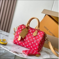 Famous Brand Louis Vuitton Speedy P9 Bandouliere 25 Bag in Soft Calfskin M24425 Red