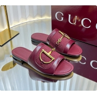 Top Design Gucci Slide Sandal with Horsebit in Red 60701706